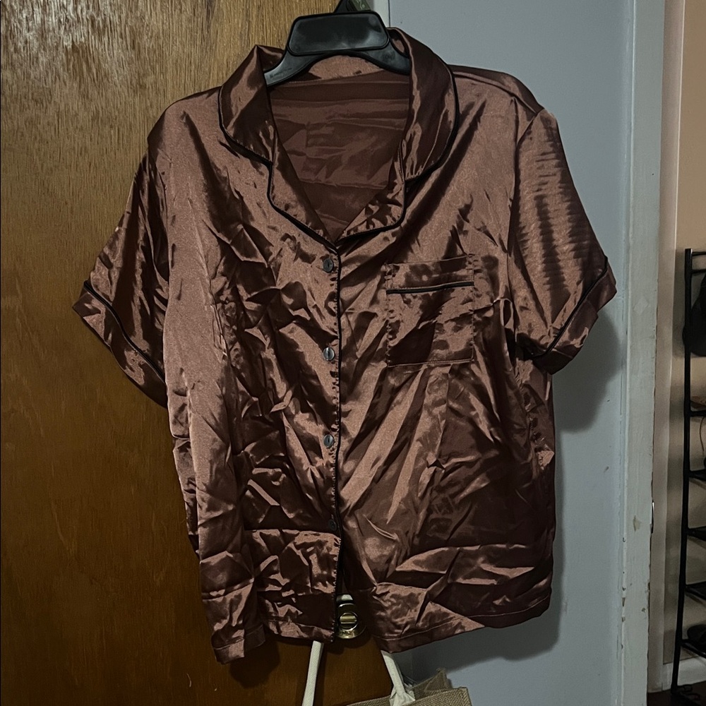 Brown Satin Shirt